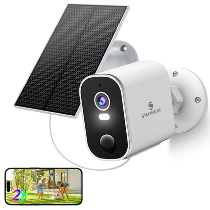 Solar Security Cameras Wireless Outdoor: 2K Battery Powered WiFi Camera with AI Motion Detection for Home - Color Night Vision Spotlight Siren Alarm 2-Way Talk IP65 Waterproof Cloud TF Storage