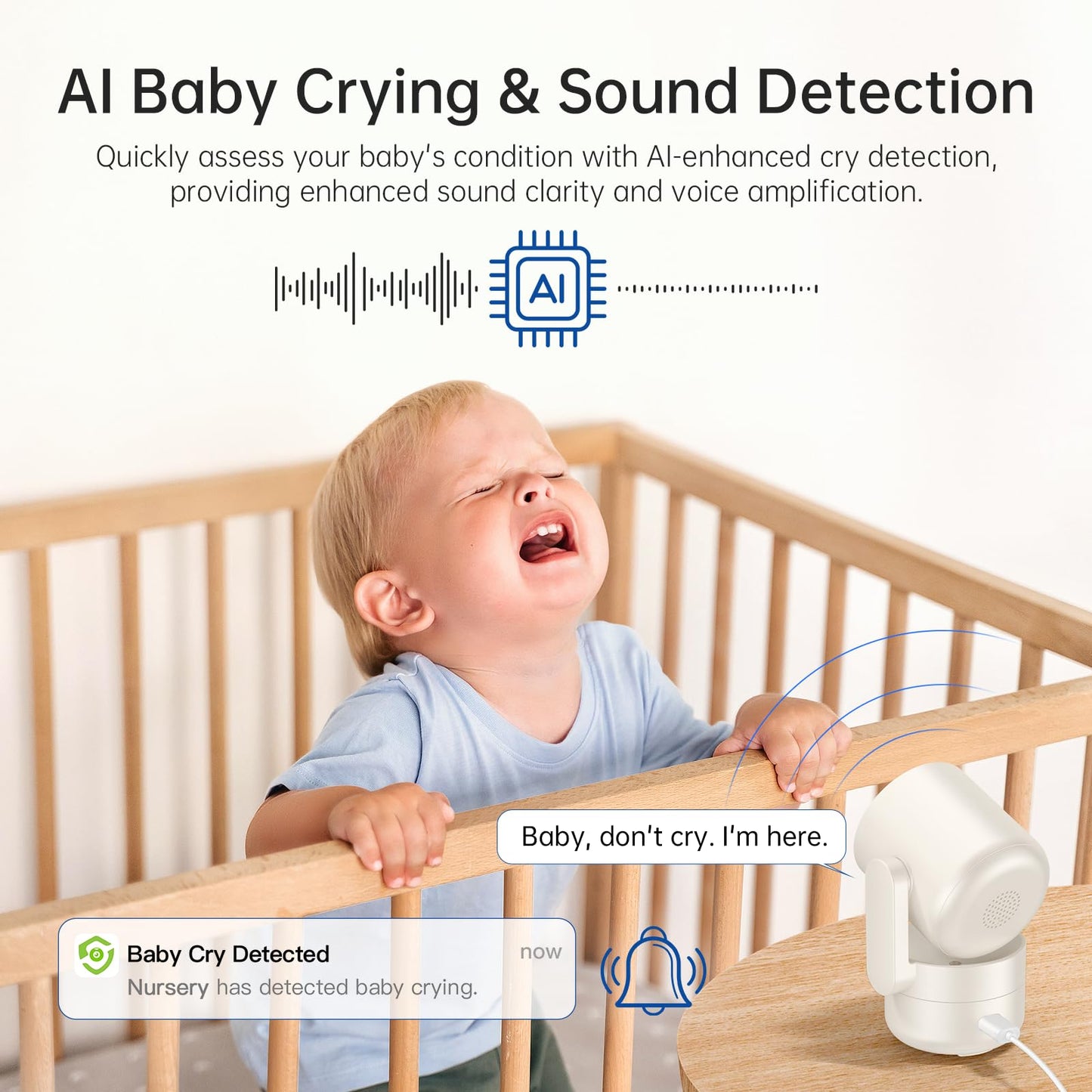 SYMYNELEC C5 5GHz/2.4GHz Indoor Security WiFi Camera, Smart Baby & Pet Monitor with One-Touch Call 360° AI Human Motion Tracking Cry Detection 2K 4MP PTZ IR Night Vision 2-Way Talk Siren Works with Alexa