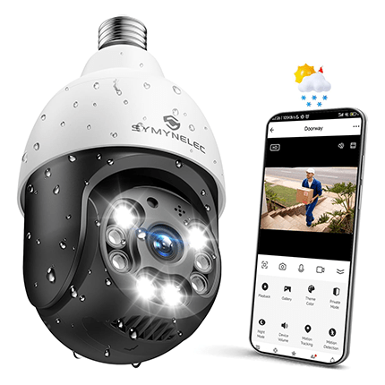 <2.4GHz WiFi> P4 Light Bulb Security Camera,2.5K HD,Wireless & Waterproof Symynelec Camera