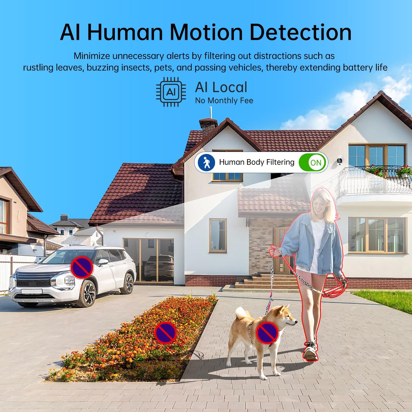 Caméra extérieure sans fil SYMYNELEC L1 2K, alimentée par batterie, WiFi pour la sécurité à domicile avec détection de mouvement humain, détection thermique, sirène d'alarme, conversation bidirectionnelle, étanchéité IP65, stockage Cloud/SD 