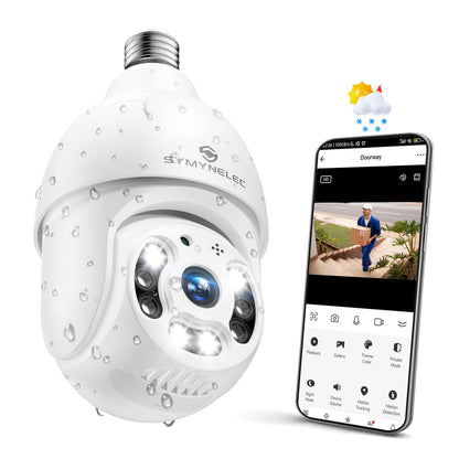 <2.4GHz WiFi> P4 Light Bulb Security Camera,2.5K HD,Wireless & Waterproof Symynelec Camera