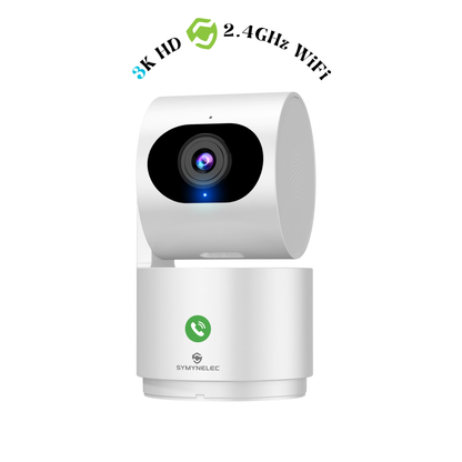 SYMYNELEC Y3 3K Indoor Security Camera Baby Monitor 2-Way Audio, Noise Reduction, PTZ Technology, Cry Detection, Motion Sensor