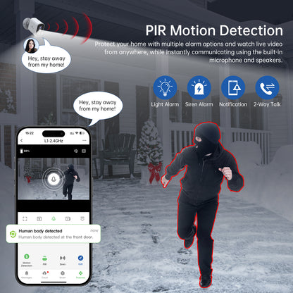 <2.4GHz WiFi> Security Cameras Wireless Outdoor 2K: Battery Powered WiFi Camera with AI Motion Detection for Home - Color Night Vision Spotlight Siren Alarm 2-Way Talk IP65 Waterproof Cloud TF Storage 2 Pack