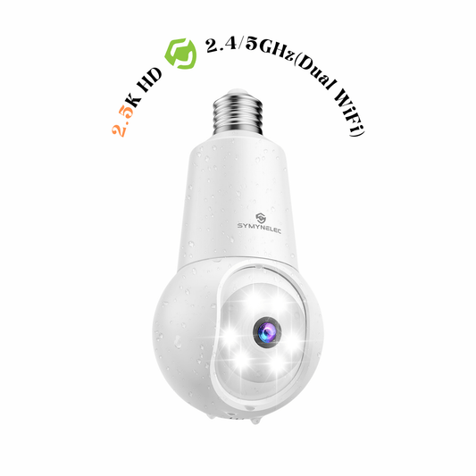 <Dual-Band WiFi> Z8 Light Bulb Security Camera, 2.5K HD,Waterproof Symynelec Camera