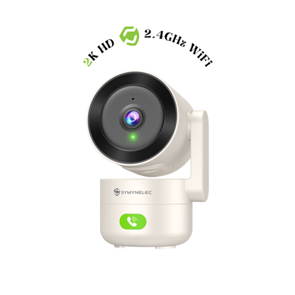 SYMYNELEC C5 2K Pan/Tilt Indoor Security Camera, Baby & Pet Camera with 360° Motion Tracking, One-Touch Call, Human/Cry Detection, 2-Way Talk, IR Night Vision, Siren, Compatible with Alexa (2.4GHz Only)