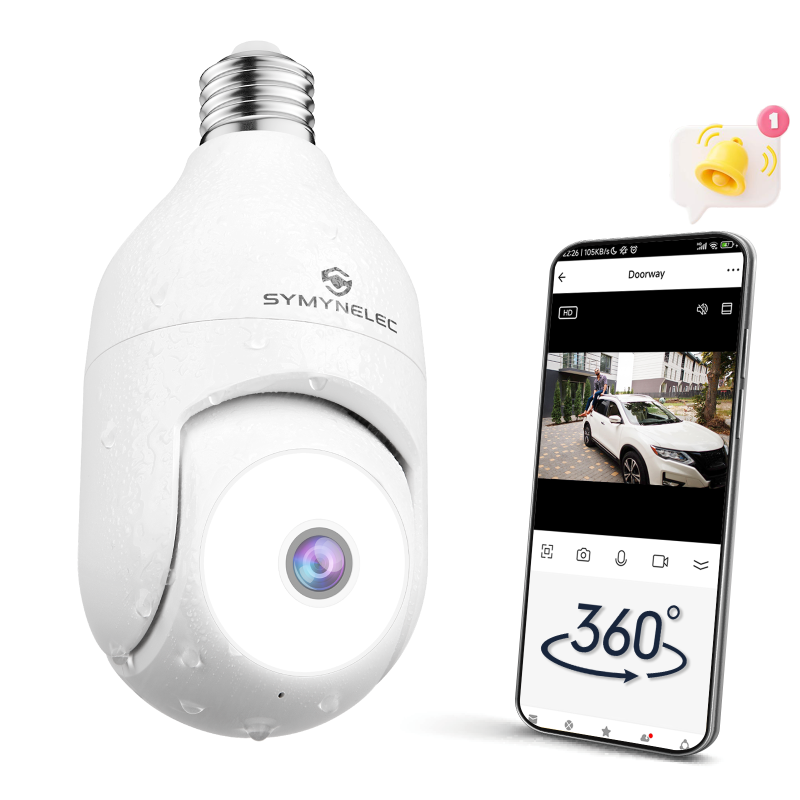 4MP Bulb Security Camera 2.4GHz 360° 2K Security Wireless Outdoor